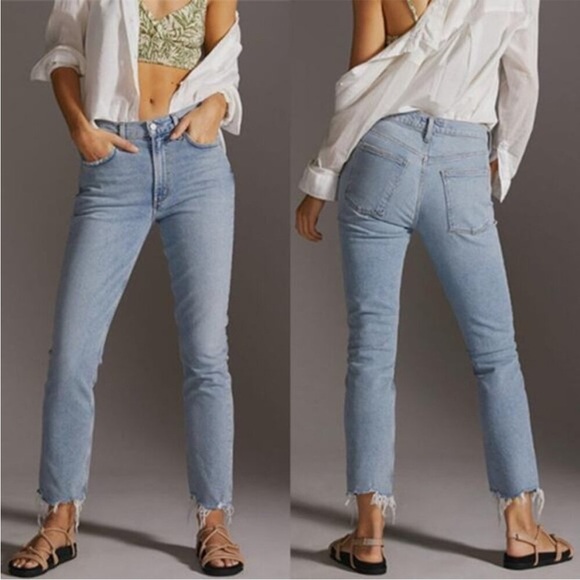 Agolde Merrel Mid-Rise Slim Straight Jeans - Light Wash Astray - Size 25 - Picture 4 of 15